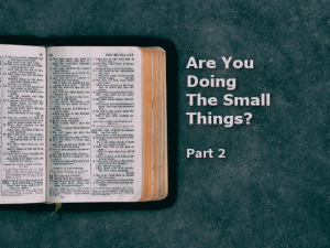 Are You Doing The Small Things? Part 2